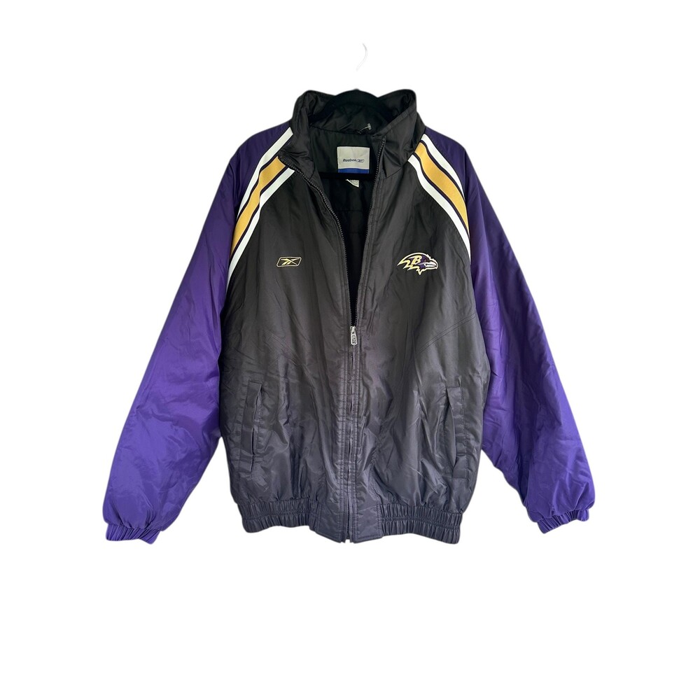 Vtg 2004 Baltimore Ravens Reebok NFL Puffer Jacket Y2K Sideline Equipment (XL)
